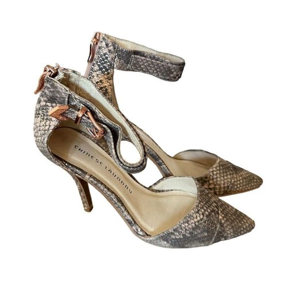 Chinese Laundry Women's Brown Snakeskin D'Orsay Heels Size 8M - Picture 1 of 7